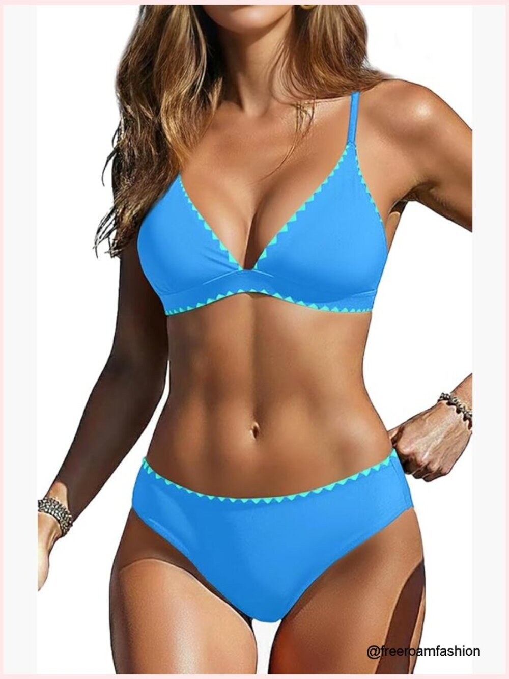 Push Up Bikini Set Two Piece V Neck Crisscross Back Swimwear with Removable Pads